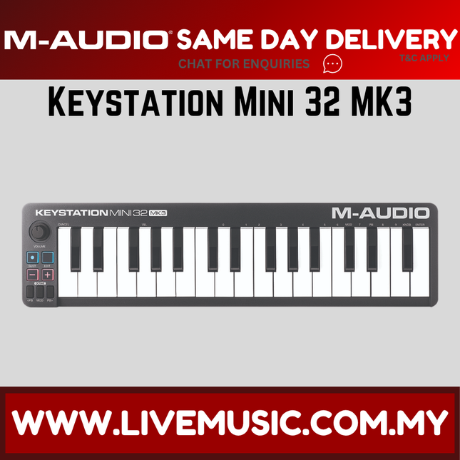 M-Audio Keystation Mini 32 Mk3 - 32-Key Portable Keyboard Controller (Keystation-32/Keystation32)