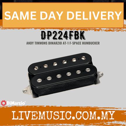 DiMarzio DP224FBK AT-1 Andy Timmons Humbucker Guitar Pickup, F-Spaced - Black (DP224)
