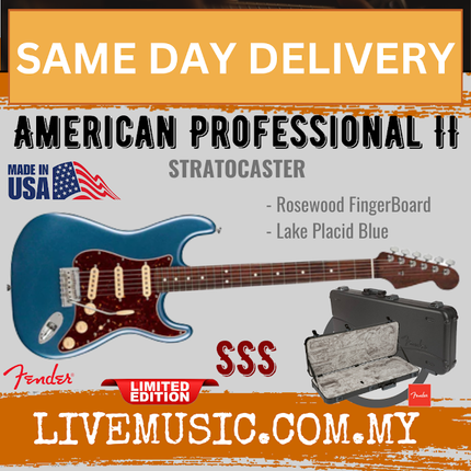 Fender Ltd Ed American Professional II Stratocaster Electric Guitar, RW FB, Lake Placid Blue
