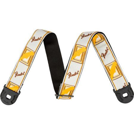 Fender Quickgrip Monogram Guitar Strap - White/Yellow/Brown