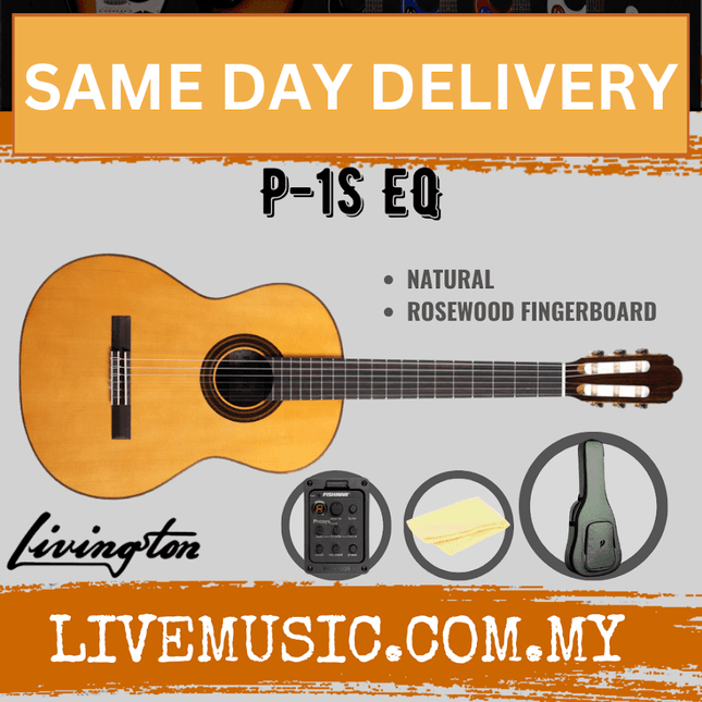 Livingston P-1S 39" Solid Spruce Top Classical Guitar, Rosewood FB, Natural ( P 1S P1S )