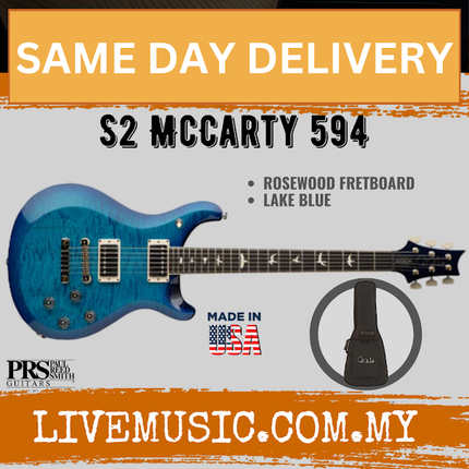 PRS electric guitar with lake blue finish and rosewood fretboard