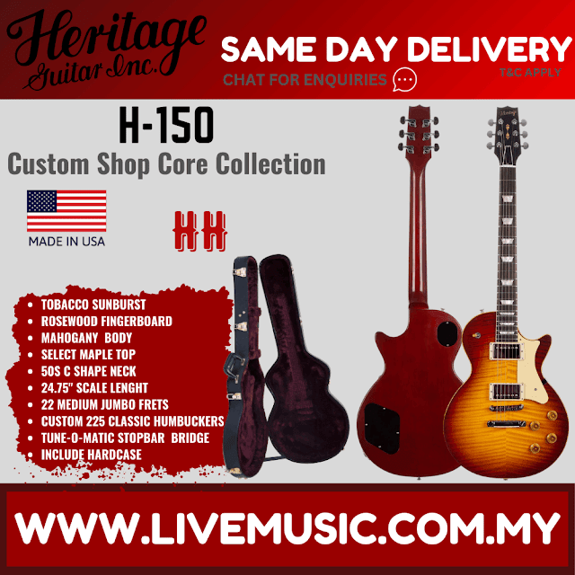 Heritage Custom Shop Core Collection H-150 Electric Guitar with Case, Tobacco Sunburst ( H150 / H 150 )