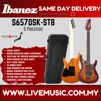 Ibanez S6570SK-STB Prestigec African Mahogany Body Electric Guitar Sunset Burst ( S6570SK STB / S6570SKSTB )