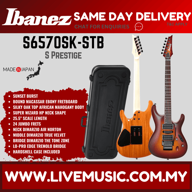 Ibanez S6570SK-STB Prestigec African Mahogany Body Electric Guitar Sunset Burst ( S6570SK STB / S6570SKSTB )