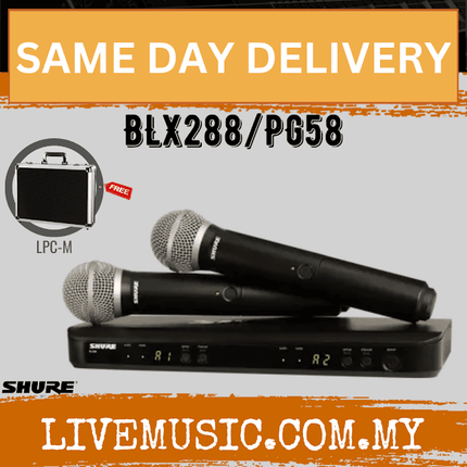 Shure BLX288/PG58 Dual Channel Wireless Handheld Microphone System, BLX88 Dual-Channel Wireless Receiver & (2) BLX2/PG58 Handheld Transmitters (BLX288-PG58)