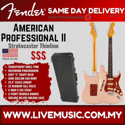 Fender Ltd American Professional II Stratocaster Thinline Electric Guitar