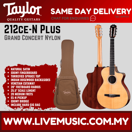 Taylor 212ce-N Plus RW/Spruce Acoustic-Electric Guitar