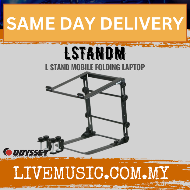 Odyssey LSTANDM Mobile Folding Laptop/Gear Stand with Table/Case Clamps in Black