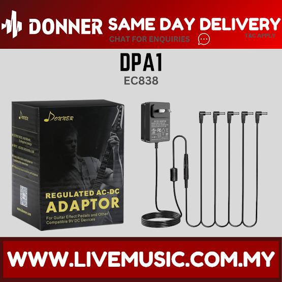 Donner DPA1 9V power supply regulator adapter kit with cables and 6 tips