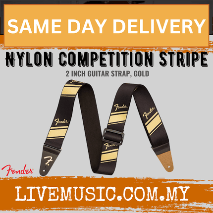 Fender Nylon Competition Stripe 2inch Guitar Strap - Gold