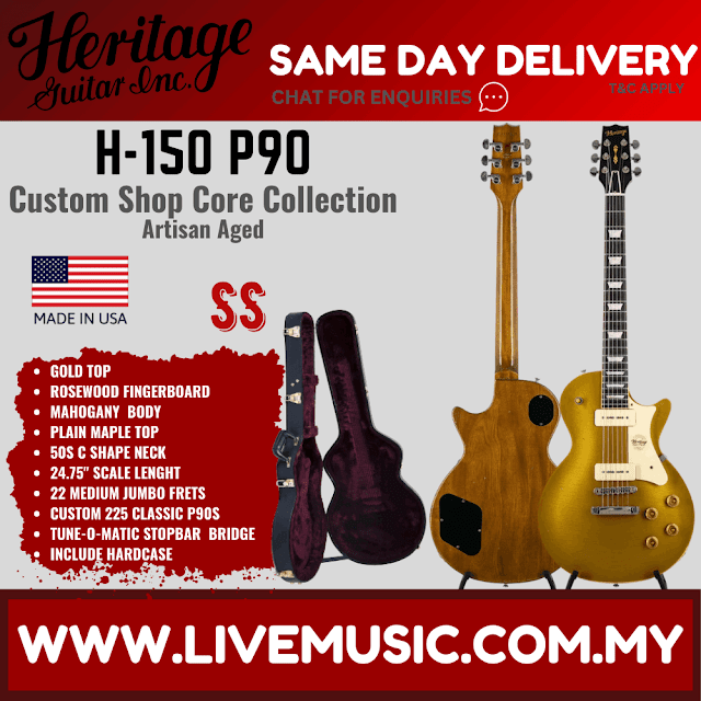 Heritage Custom Shop Core Collection H-150 P90 Electric Guitar with Case, Gold Top, Artisan Aged ( H-150 P90 )