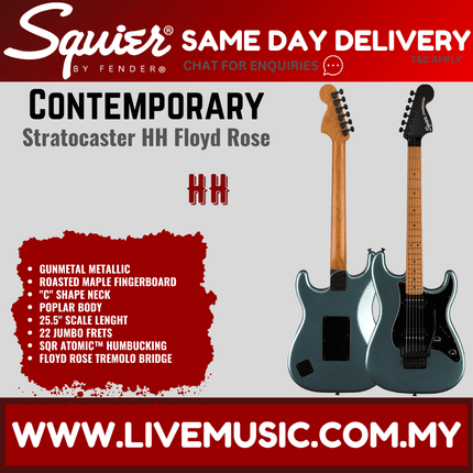 Squier Contemporary Stratocaster HH Floyd Rose Electric Guitar - Gunmetal Metallic