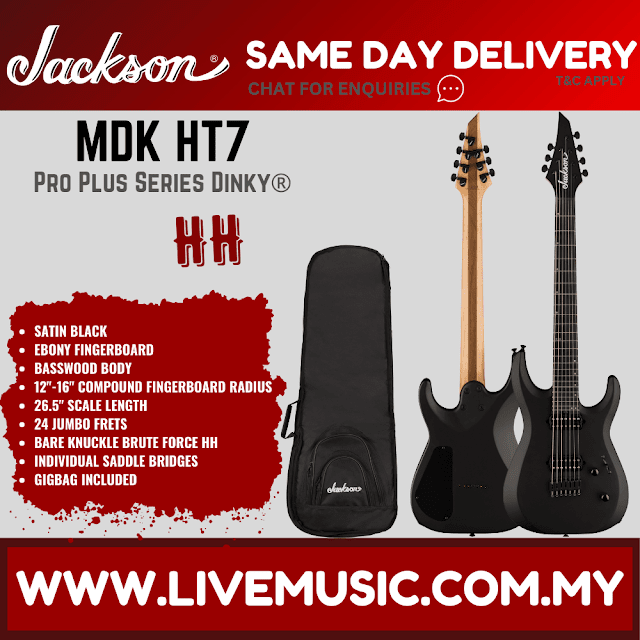 Jackson Pro Plus Series DK Modern MDK7 HT Electric Guitar, Ebony FB, Black