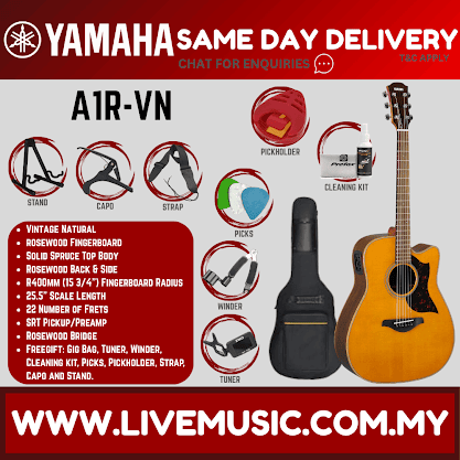 Yamaha A1R Dreadnought Cutaway Acoustic-Electric Guitar - Vintage Natural ( A 1R A-1R )