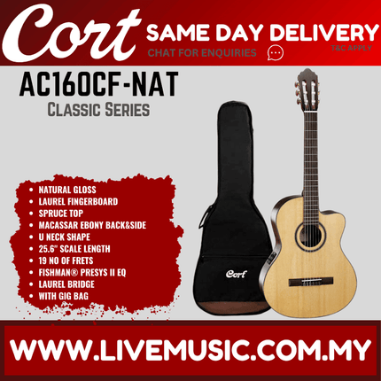 Cort AC160CF Classical Guitar with Gig Bag - Natural (AC 160CF/AC-160CF)