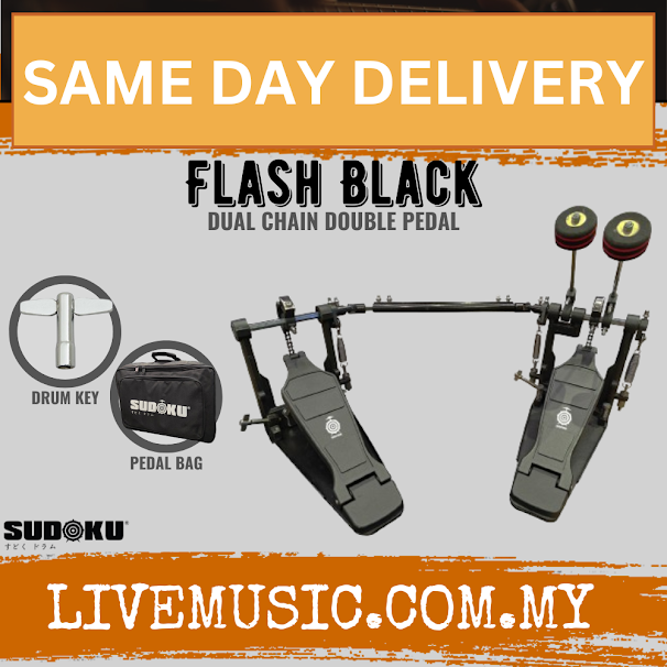 Sudoku Flash Black Dual Chain Double Pedal Drum W/ Pedal Bag