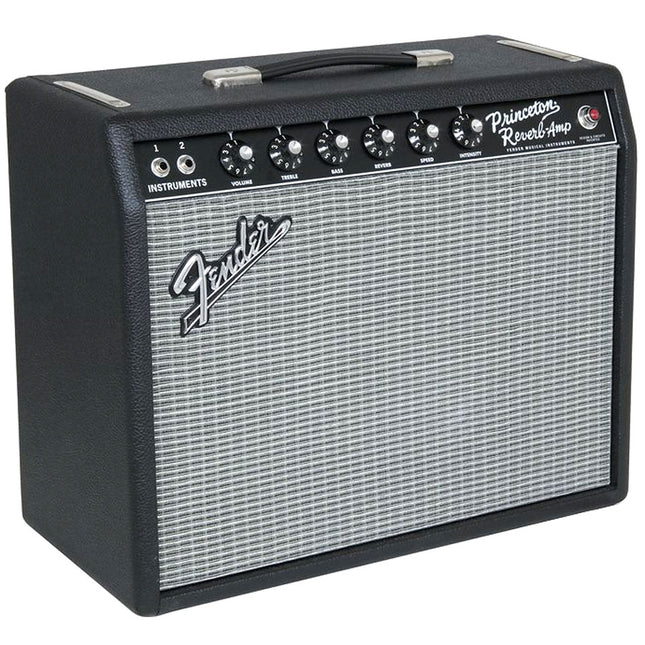 Fender Princeton Reverb tube combo amplifier, black cabinet with front control panel and grille