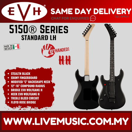 EVH 5150 Series Standard Left-handed Electric Guitar, Ebony FB, Stealth Black