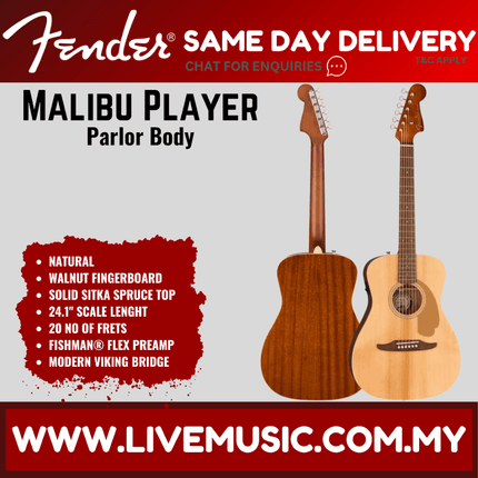 Fender California Malibu Player Small-Bodied Acoustic Guitar, Natural