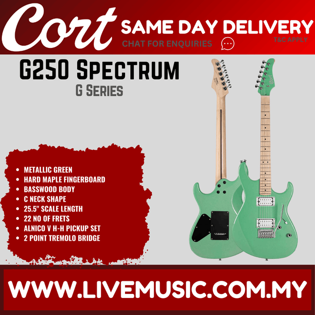 Cort G250 Spectrum Electric Guitar Metallic Green( G-250 / G 250 )