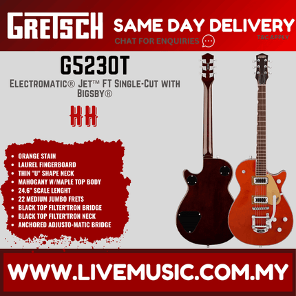 Gretsch G5230T Electromatic Jet FT Single-Cut Guitar w/Bigsby, Orange Stain
