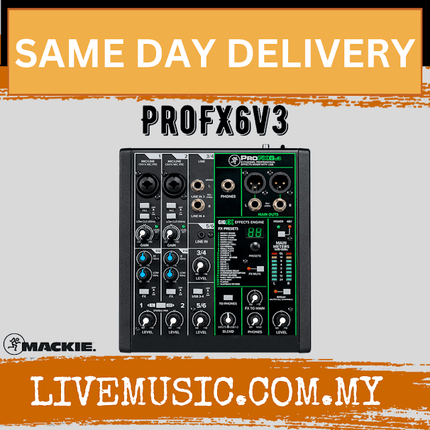 Mackie ProFX6v3 6-channel Mixer with USB and Effects (Pro FX 6V3)