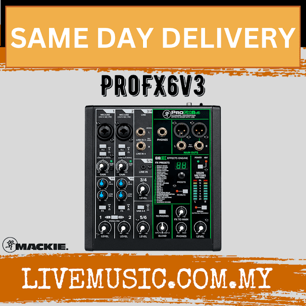 Mackie ProFX6v3 6-channel Mixer with USB and Effects (Pro FX 6V3)