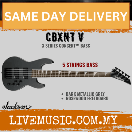 Jackson X Series Concert Bass CBXNT V Guitar - Dark Metallic Grey (CBXNT-V/CBXNTV)