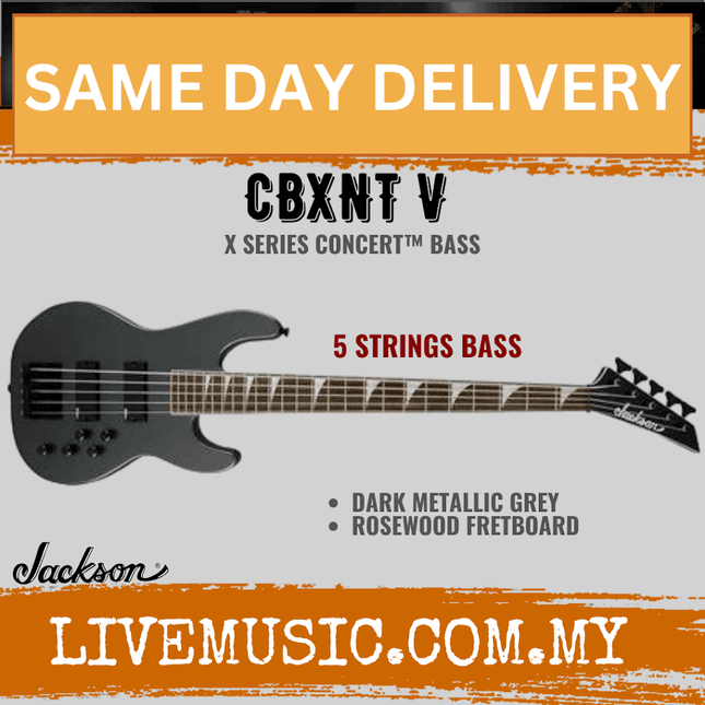 Jackson X Series Concert Bass CBXNT V Guitar - Dark Metallic Grey (CBXNT-V/CBXNTV)