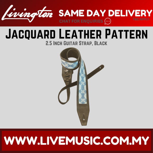 Livingston JLPBK-25 2.5 Inch Jacquard Leather Pattern Guitar Strap,Black ( JLPBK25 JLPBK 25 )