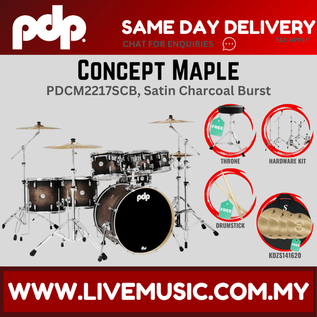 PDP by DW CM7 Concept Maple Shell Pack - 7-piece with KDZS141620 Silent Cymbals - (PDCM2217)