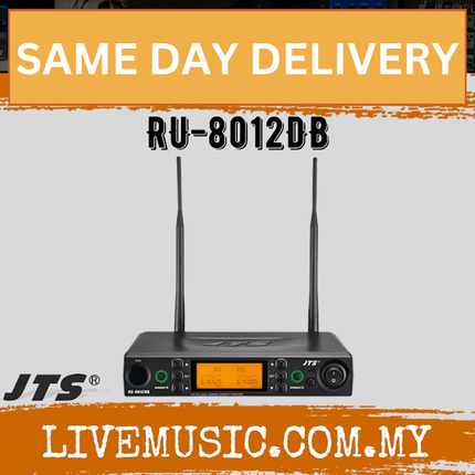 JTS RU-8012DB UHF Dual channel PLL diversity detachable antenna receiver ( RU8012DB / RU 8012DB )