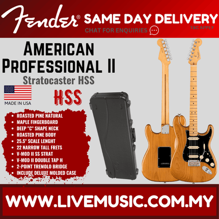 Fender American Professional II HSS Stratocaster Electric Guitar, Maple Fretboard - Roasted Pine