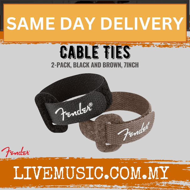Fender Cable Ties, 2-pack, Black and Brown - 7inch