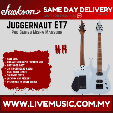 Jackson Pro Series Signature Misha Mansoor Juggernaut ET7 Electric, Caramelized Maple FB, Gulf Blue