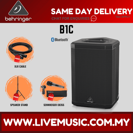 Behringer B1C 200W All-in-One Portable PA System With Microphone, Cable and Speaker Stand (B 1C B-1C)