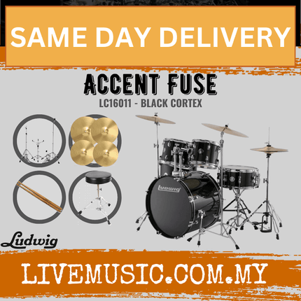 Ludwig Accent Fuse 5-Piece Drums Set w/Hardware+Throne+Cymbal ( LC16011 LC16014 LC16015 LC16019 )