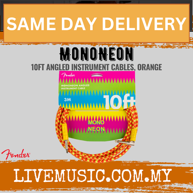 Fender MonoNeon 10FT Angled Instrument Cables, Orange
