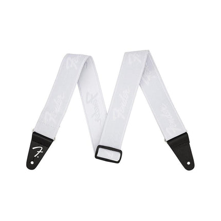 Fender Weighless Running Logo Guitar Strap, 2inch - White/White