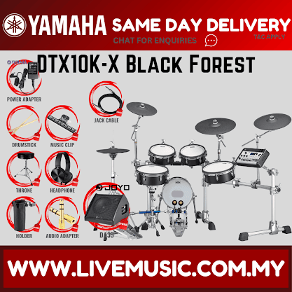 Yamaha DTX10K-X Electronic Drum Set With Amplifier And Drum Throne - Black Forest ( DTX10 / DTX10K / DTX10KX )