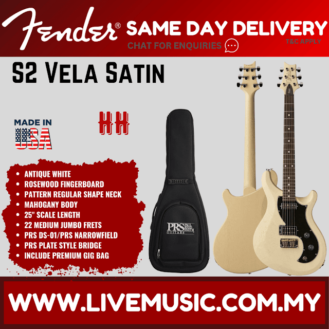 PRS S2 Vela Satin Electric Guitar w/Bag,Antique White / Vintage Cherry / McCarty Tobacco Sunburst / Charcoal
