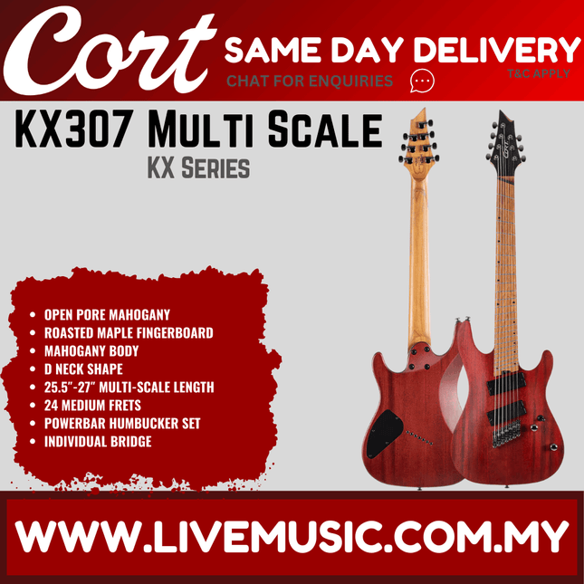 Cort KX307MS-OPM Electric Guitar with Bag - Open Pore Mahogany ( KX307MS KX307 )