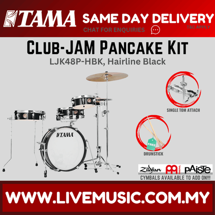 Tama LJK48P Club-JAM Pancake 4-Piece Drum Kit - Hairline Black ( NO CYMBAL )