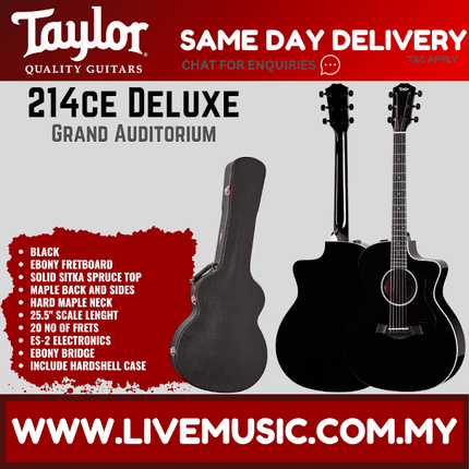 Taylor 214ce Deluxe Grand Auditorium Acoustic Guitar w/Case, Black