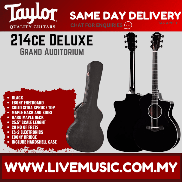 Taylor 214ce Deluxe Grand Auditorium Acoustic Guitar w/Case, Black