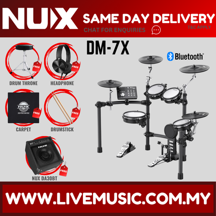 NUX DM-7X 5 Piece Full Mesh Digital Electronic Drum Set Head By Remo (DM7X/DM7/DM 7X)