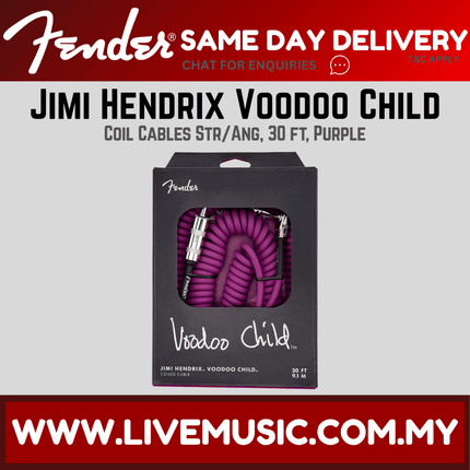 Fender Jimi Hendrix Voodoo Child Guitar Cable, 30ft - Purple