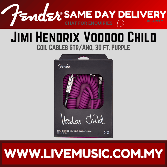 Fender Jimi Hendrix Voodoo Child Guitar Cable, 30ft - Purple