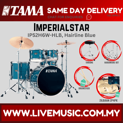 Tama Imperial Star Drum Set with Drum Throne, Imperialstar With Zildjian ZP4PK Cymbal Set ( IP52H6W )